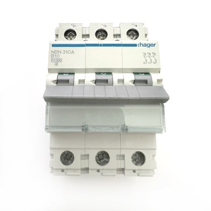 Hager NBN310A B10 10A 10 Amp 3 Pole Phase MCB Circuit Breaker Type B